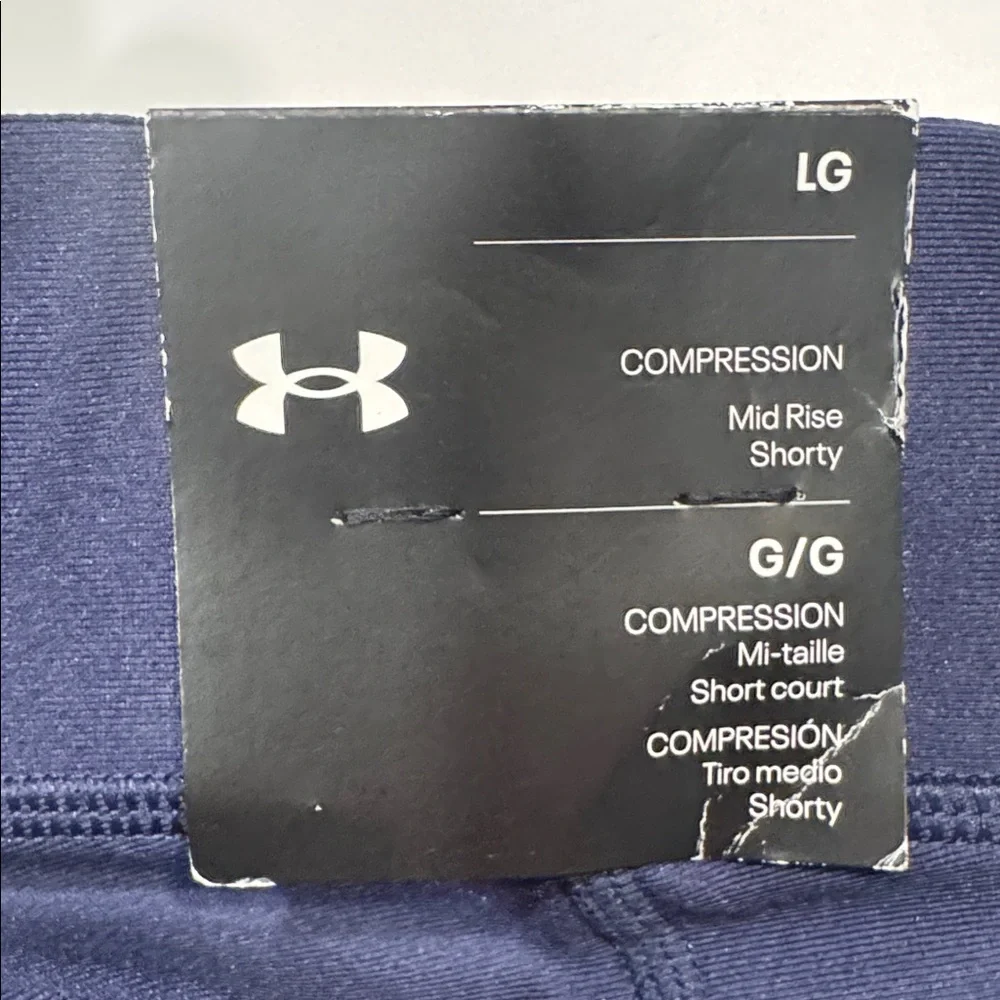 UNDER ARMOUR Compression Mid Rise Shorty Navy Blue Activewer Short NWT Large